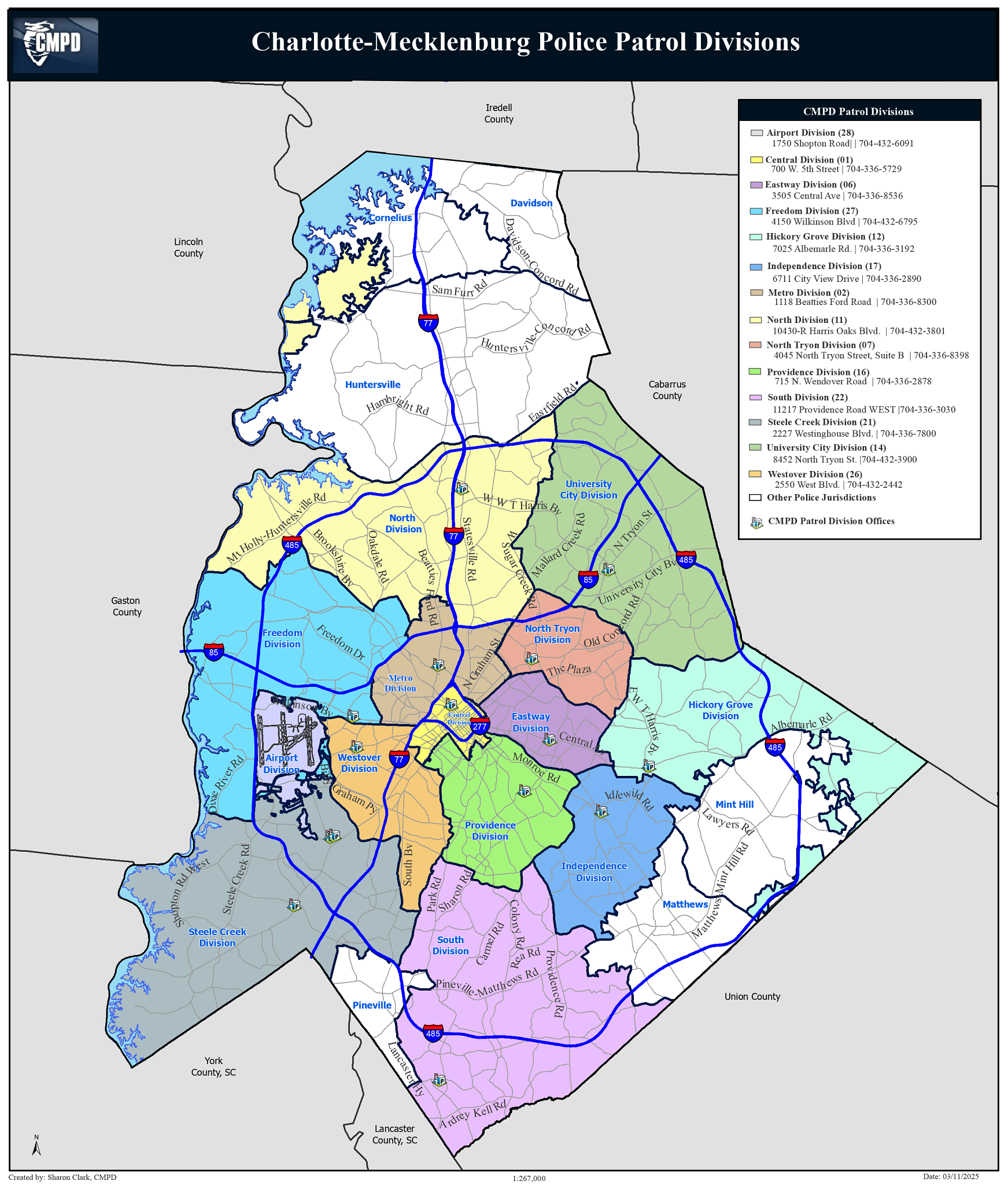 Charlotte Mecklenburg Police Patrol Divisions Charlotte Mecklenburg Police Patrol Divisions Map