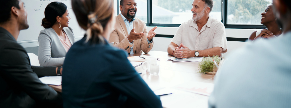I must say Im very pleased with our work. Shot of a group of businesspeople listening to a colleagues ideas during a meeting. Shot of a group of businesspeople listening to a colleagues ideas during a meeting.
