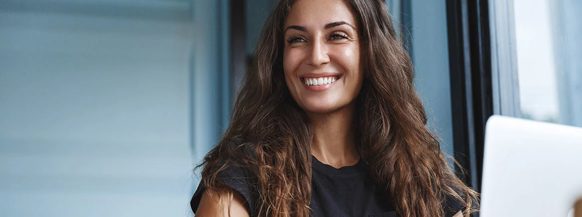 Young businesswoman manage business from home on remote, freelancer using laptop sit kitchen table on self-quarantine, work over personal growth, apply for online courses to learn new skills.