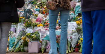 Flowers and tributes as part of a public vigil