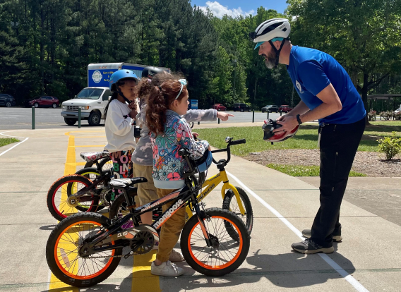 kids on bikes at the public health traffic garden