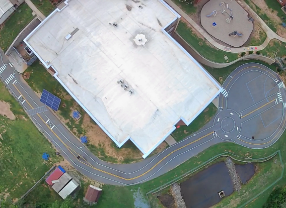 Traffic Garden drone shot An overhead drone shot of a traffic garden.